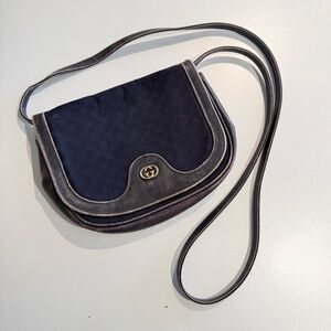 1960s Gucci micro GG crossbody crest logo messenger bag